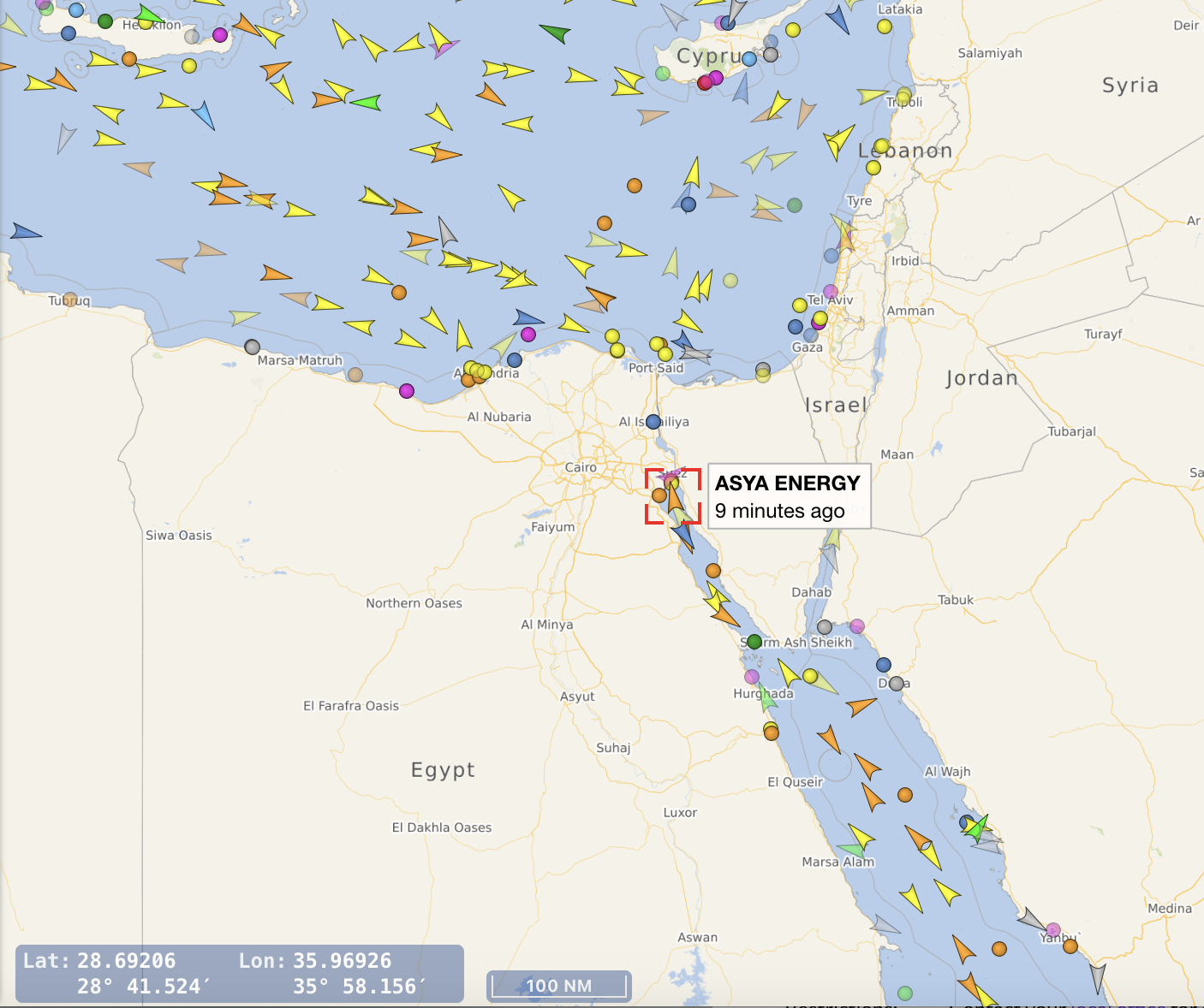 Data from Vesselfinder.com shows how far the LNG ship has advanced through the Red Sea on Sunday, 23 June 2024. 